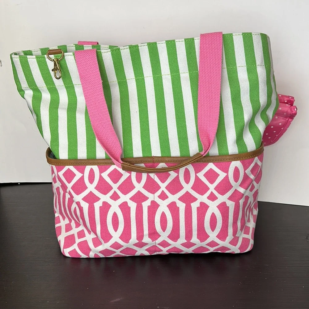NWT Mud Pie Diaper Bag Pink/green